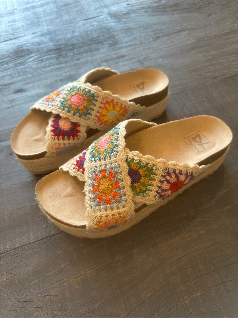 Dirty Laundry Crochet Multi-Color Platform Slide Sandals - Picture 2 of 5